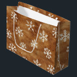 Brown White Winter Snowflakes Christmas Large Gift Bag<br><div class="desc">Brown White Winter Snowflakes Christmas</div>