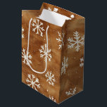 Brown White Winter Snowflakes Christmas Medium Gift Bag<br><div class="desc">Brown White Winter Snowflakes Christmas</div>