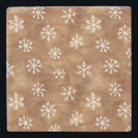 Brown White Winter Snowflakes Christmas Stone Coaster<br><div class="desc">Brown White Winter Snowflakes Christmas</div>