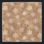 Brown White Winter Snowflakes Christmas Stone Coaster<br><div class="desc">Brown White Winter Snowflakes Christmas</div>