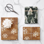 Brown White Winter Snowflakes Christmas Wrapping Paper Sheet<br><div class="desc">Brown White Winter Snowflakes Christmas Trees</div>