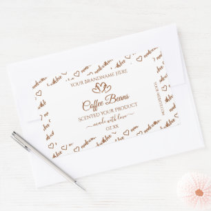 Brown White Word Cloud Frame Product Labels Hearts