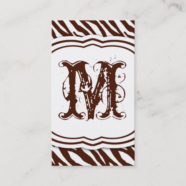 Brown White Zebra Print Pattern Business Card (Front)