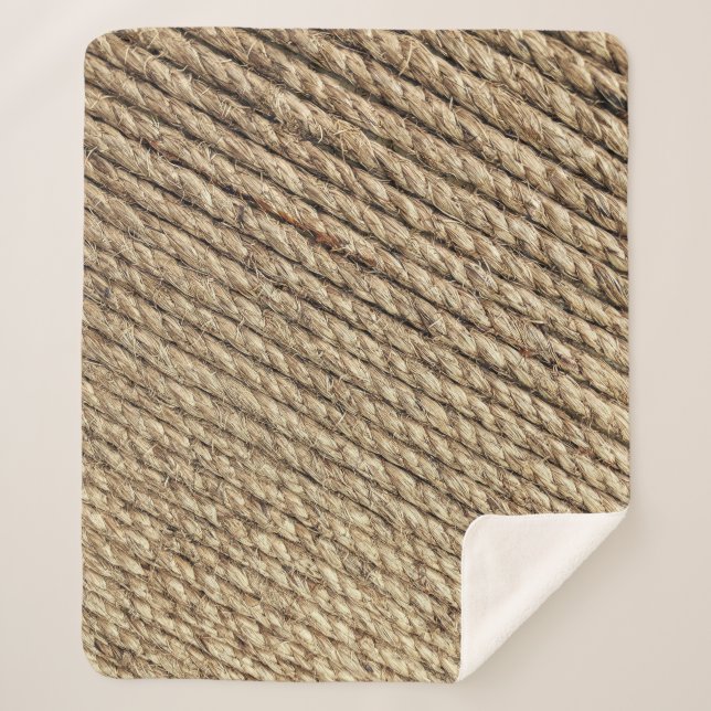 Brown wicker mat sherpa blanket (Front)