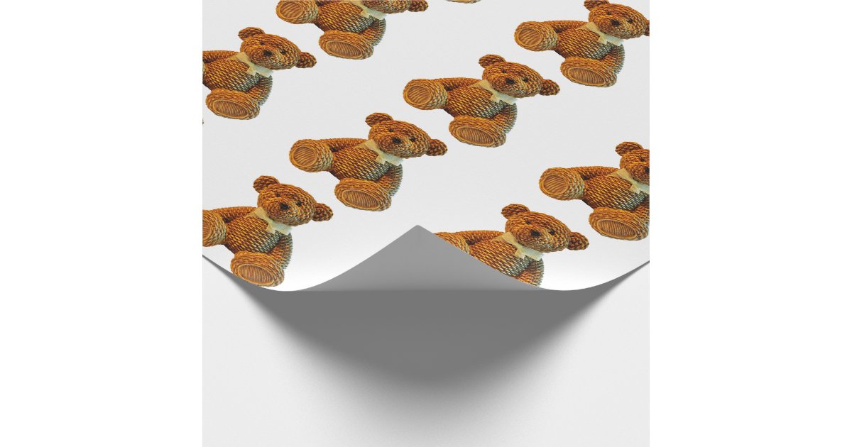 Brown Wicker Teddy Bear Wrapping Paper Zazzle