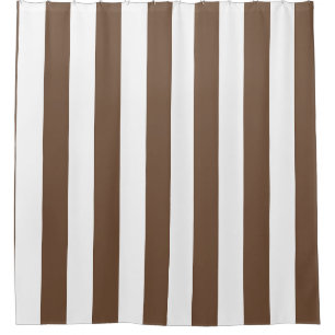 Brown Wide Awning Stripe Shower Curtain