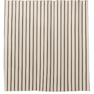 Brown Wide Farmhouse Ticking Stripe Shower Curtain