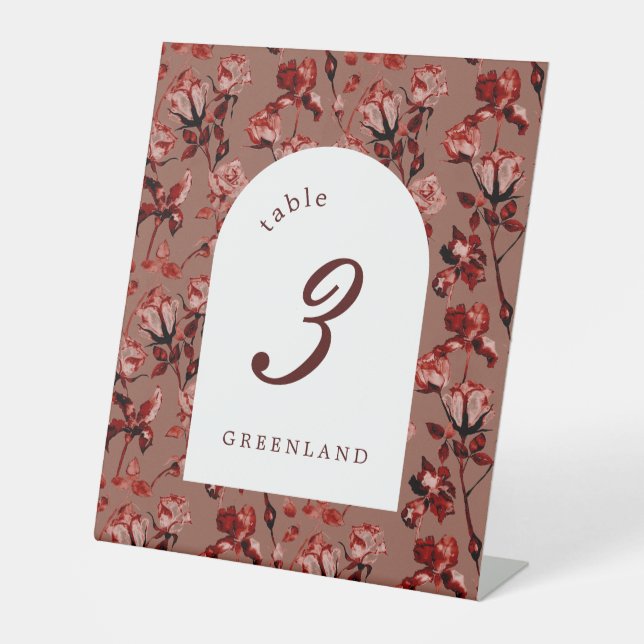 Brown Wild Botanical Maximalism Fall Wedding Pedestal Sign (Front)
