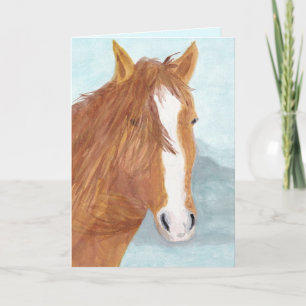 Brown Wild Horse Blue Mountain Lake - acrylic. Card