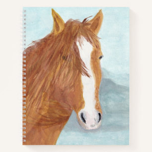 Brown Wild Horse Blue Mountain Lake - acrylic.  Notebook