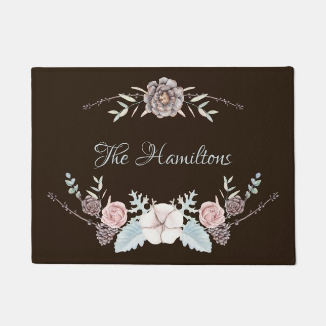 Brown Winter Foliage Personalised Doormat (Front)