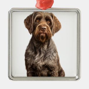 BROWN WIREHAIRED POINTING GRIFFON DOG METAL TREE DECORATION
