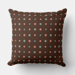 Brown with dusty pink and blue dots cushion