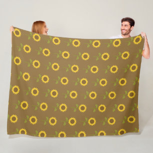 BROWN WITH FALL SUNFLOWERS FLEECE BLANKET