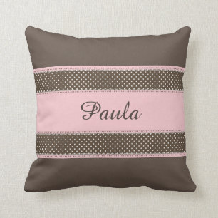 Brown with Pink Personalised Throw Pillow
