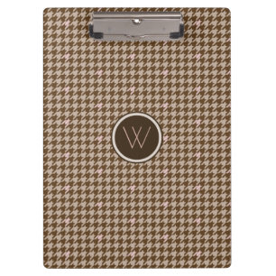 Brown with Rose Gold Accent Houndstooth Clipboard