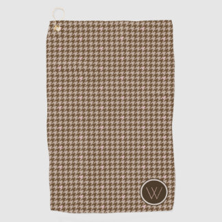 Brown with Rose Gold Accent Houndstooth Golf Towel
