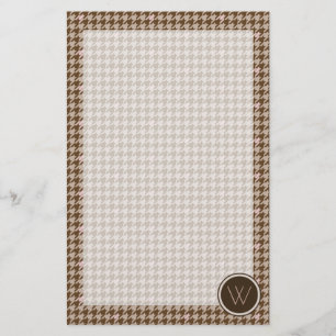 Brown with Rose Gold Accent Houndstooth Stationery