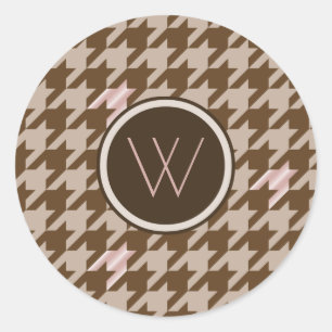 Brown with Rose Gold Accent Houndstooth Sticker