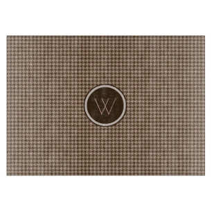 Brown with Rose Gold Houndstooth Cutting Board