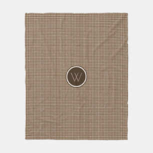 Brown with Rose Gold Houndstooth Fleece Blanket
