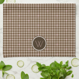 Brown with Rose Gold Houndstooth Kitchen Towel
