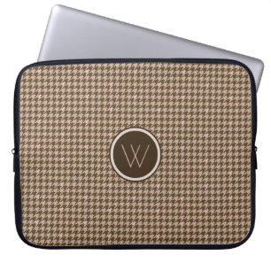 Brown with Rose Gold Houndstooth Laptop Sleeve