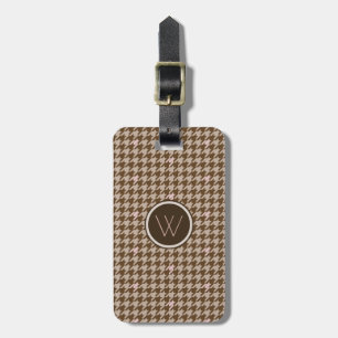 Brown with Rose Gold Houndstooth Luggage Tag