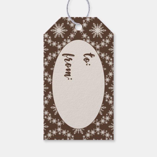Brown with Snowflakes Christmas Gift Tag (Front)