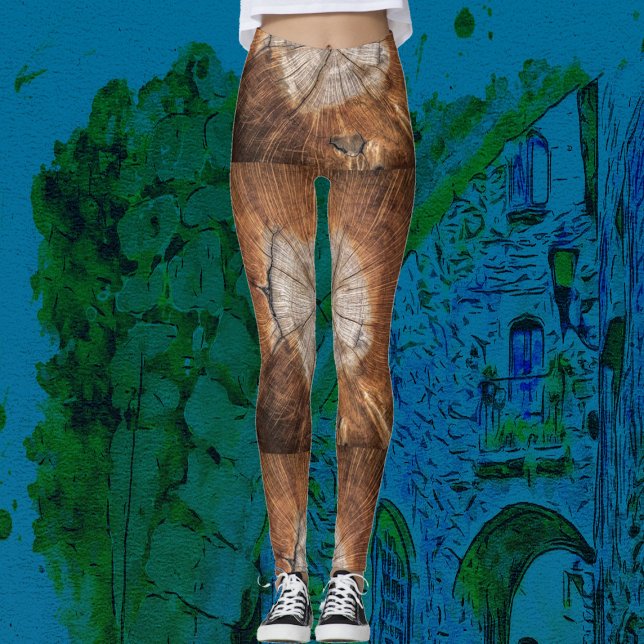 Brown Wood Abstract Art Modern Chic Party | Casual Leggings (Creator Uploaded)