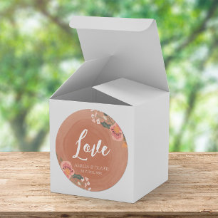Brown Wood and Floral Rustic Wedding Love Classic Round Sticker