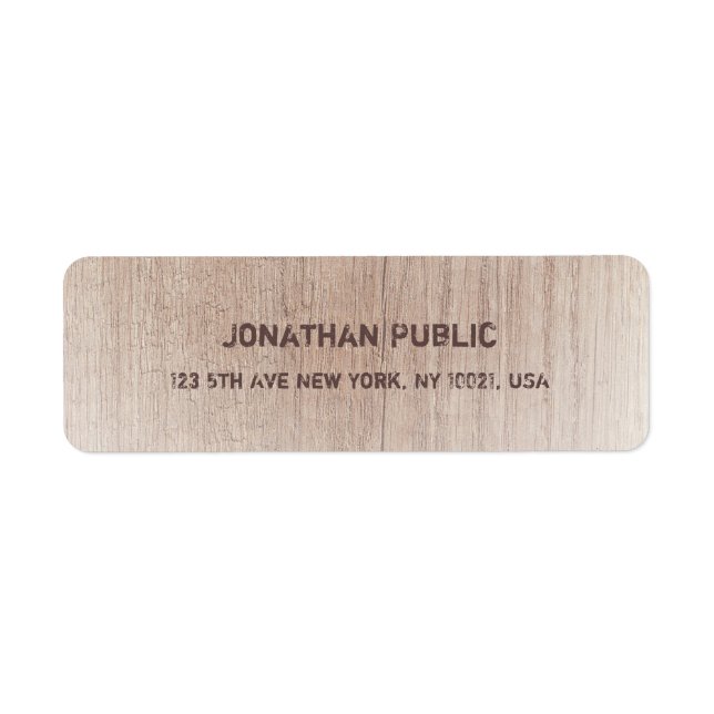 Brown Wood Board Distressed Text Return Address (Front)