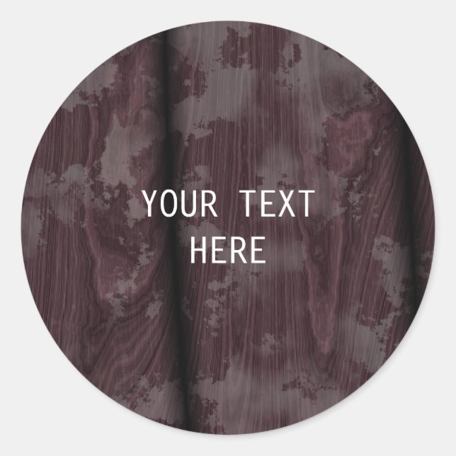 Brown Wood Design Background Plain Legible Modern  Classic Round Sticker (Front)