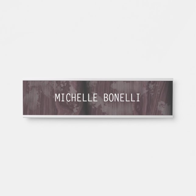 Brown Wood Design Background Plain Legible Modern Door Sign (Front)