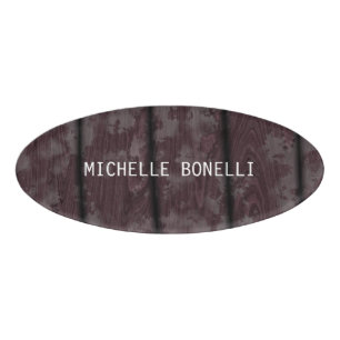 Brown Wood Design Background Plain Legible Modern Name Tag