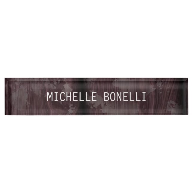 Brown Wood Design Background Plain Legible Modern Nameplate (Front)