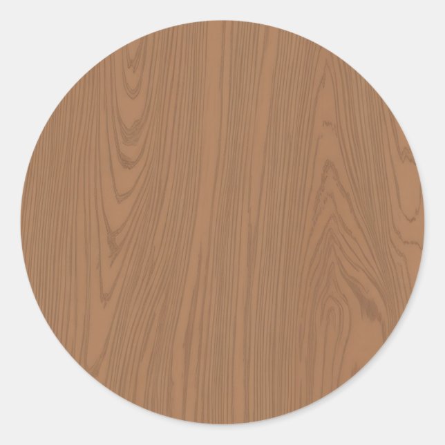  Brown Wood Grain Classic Round Sticker (Front)