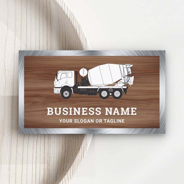 Brown Wood Grain Concrete Mixer Cement Truck Business Card (Creator Uploaded)