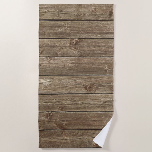 Brown Wood Grain Pattern Zen  Beach Towel (Front)
