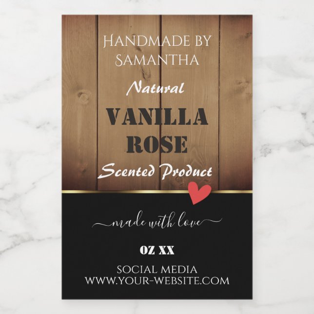 Brown Wood Grain Product Packaging Labels Heart (Single Label)