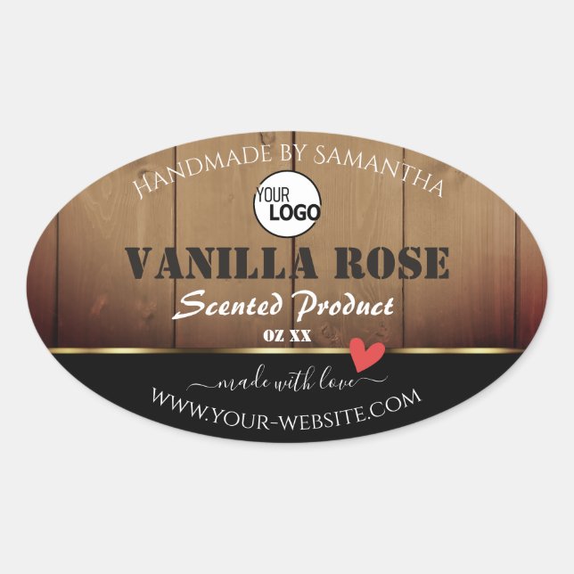 Brown Wood Grain Product Packaging Labels Logo (Front)