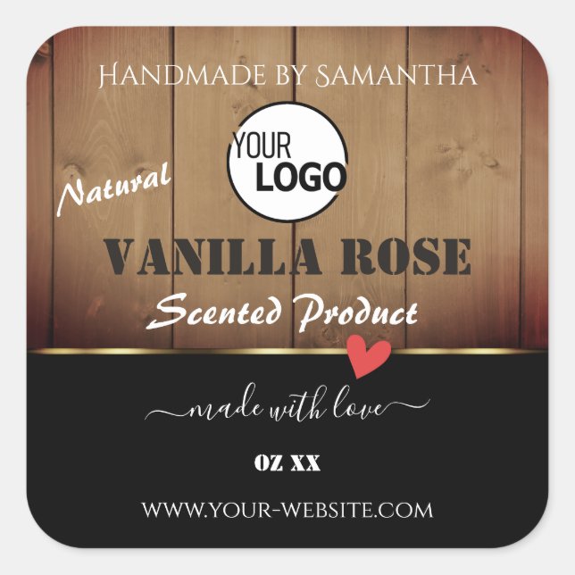 Brown Wood Grain Product Packaging Labels Logo (Front)