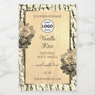 Brown Wood Grain Sepia Roses Product Labels Logo