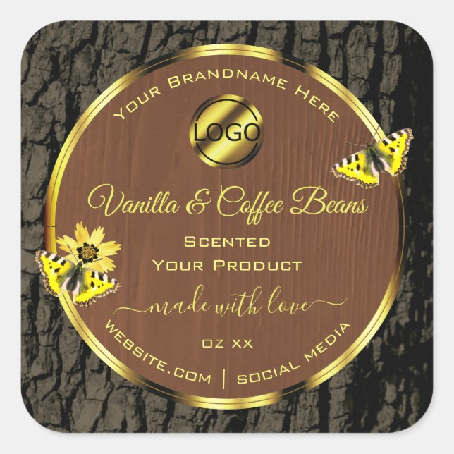 Brown Wood Grain Tree Bark Product Labels Add Logo (Front)