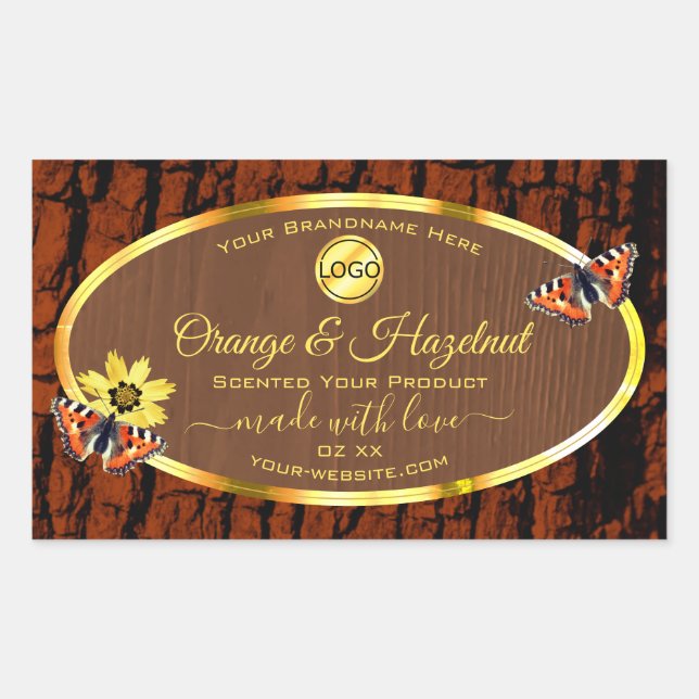 Brown Wood Grain Tree Bark Product Labels Add Logo (Front)