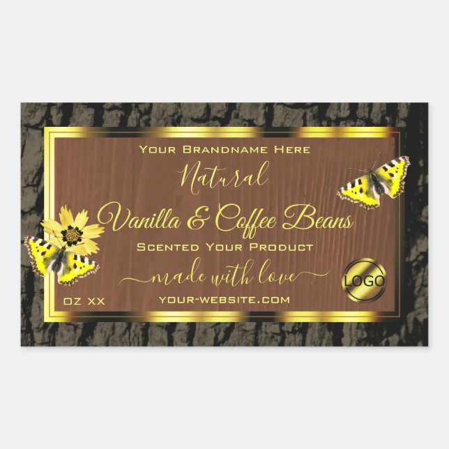 Brown Wood Grain Tree Bark Product Labels Add Logo (Front)