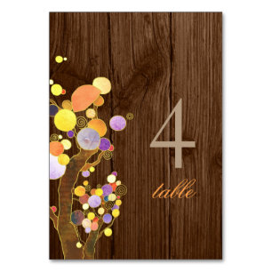 Brown Wood Grain Tree Country Wedding Table Number