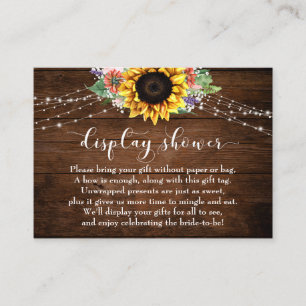 Brown Wood Lights Sunflower Display Bridal Shower Enclosure Card
