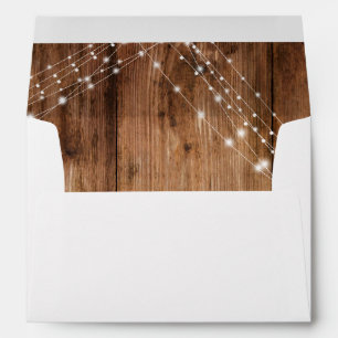 Brown Wood Lights Wedding Custom Address Envelope