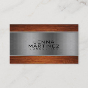 Brown Wood & Metallic Silver Consulting Business Card